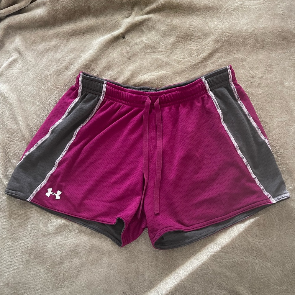 Under Armour Pink and Gray Athletic Shorts Lightweight Moisture-Wicking